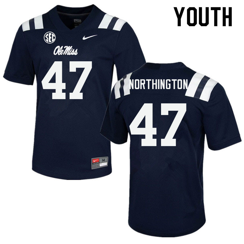 Youth #47 Trustin Northington Ole Miss Rebels College Football Jerseys Sale-Navy
